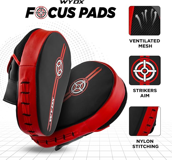 WYOX Curved Boxing Punch Mitts – Boxing Pads Training Set, Punching Mitts for Adults, Kickboxing Pads, Muay Thai Pads, Karate Pads, MMA Training Equipment, Martial Arts Focus Pads