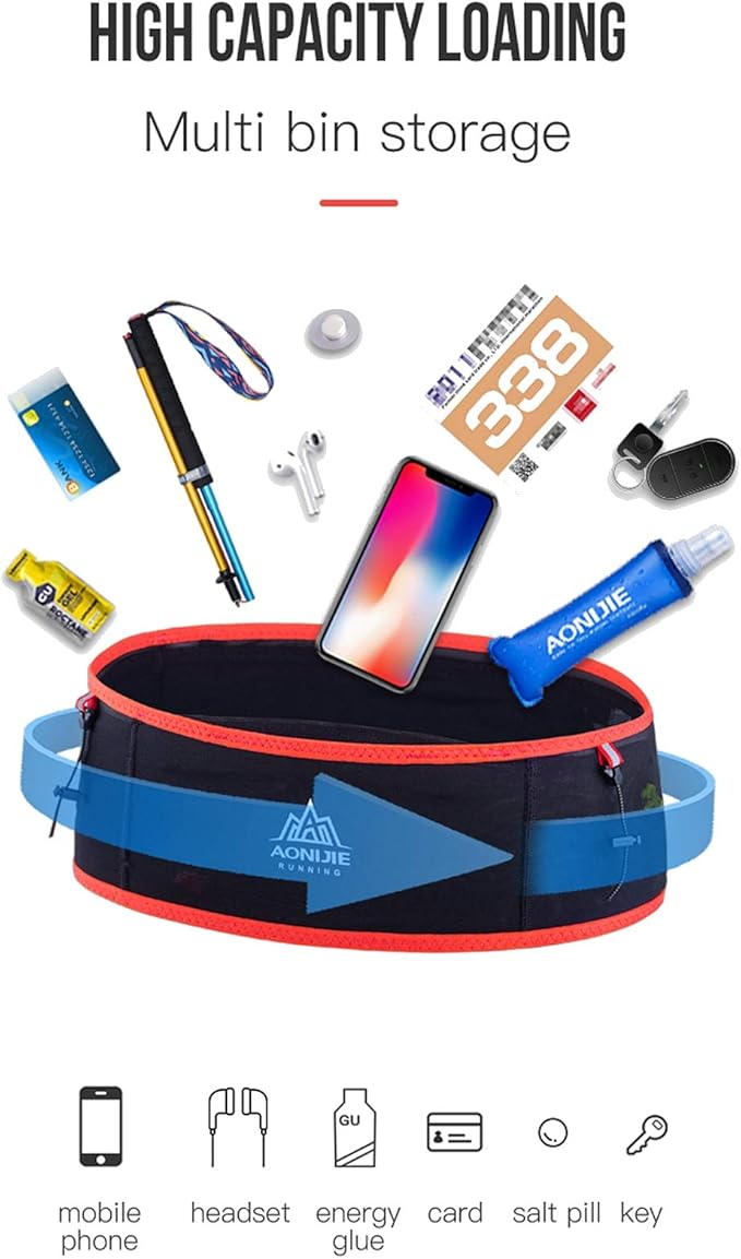 AONIJIE Hydration Belt Running Fanny Pack, with 250ml Soft Water Bottle Flask Phone Holder for Trailing Running Climbing Jogging Cycling Workout Fitness 3 Colors (Black, S/M)
