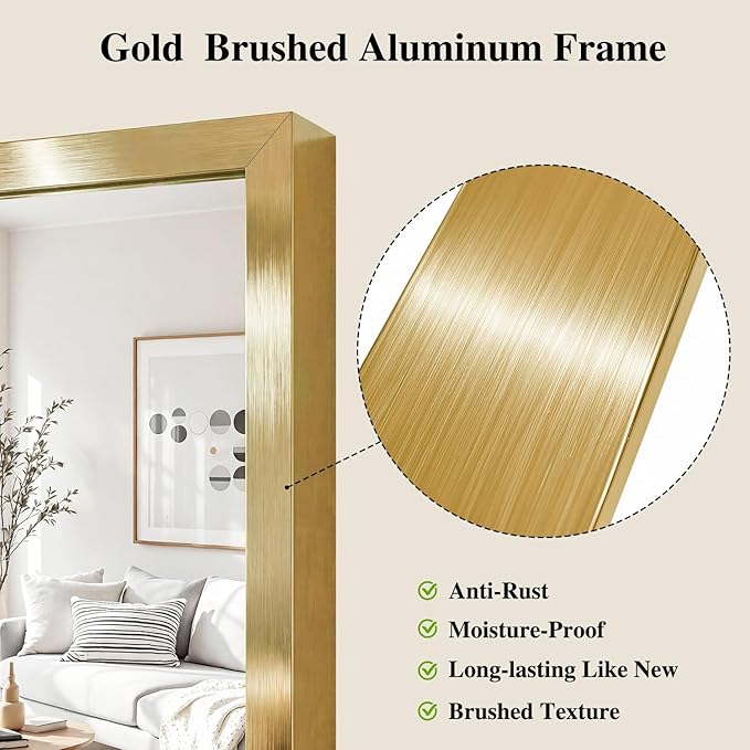 Koonmi Gold Mirrors for Wall, 30x48 Inch Bathroom Mirror, Rectangular Wall