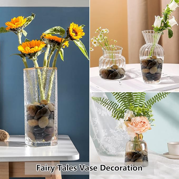 YISZM Black Pebbles for Indoor Plants, Natural Polished River Rocks, Small Decorative Stones for Planters Vase Fish Tank Aquariums Landscaping Garden, 5lbs