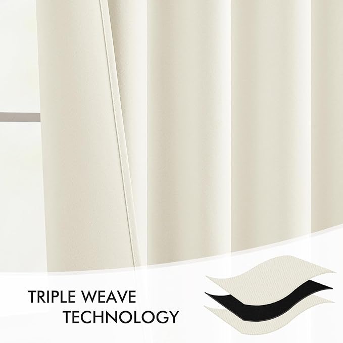 MIULEE Cream Back Tab Blackout Curtains 84 Inch Length 2 Panels Set