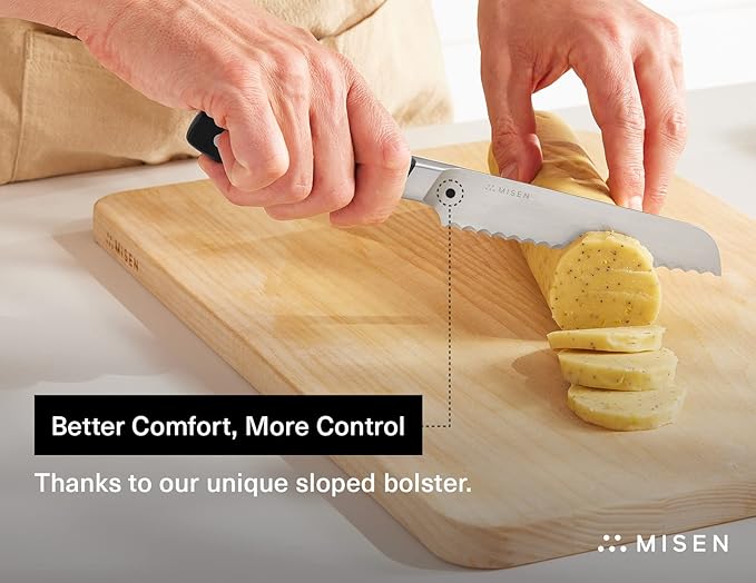 Misen Serrated Bread Knife – High-Carbon Japanese AUS8 Steel – Effortless Slicing of Bread, Pastries, and Fruits – Razor-Sharp Edge and Durable Blade with Ergonomic Handle - 5", Black