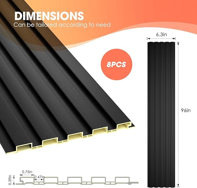 OUZUGIE WPC Acoustic Slat Wall Paneling, Living Room, TV Background, Study Room