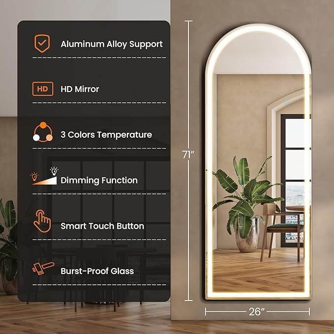 Sweetcrispy Arched Full Length Mirror