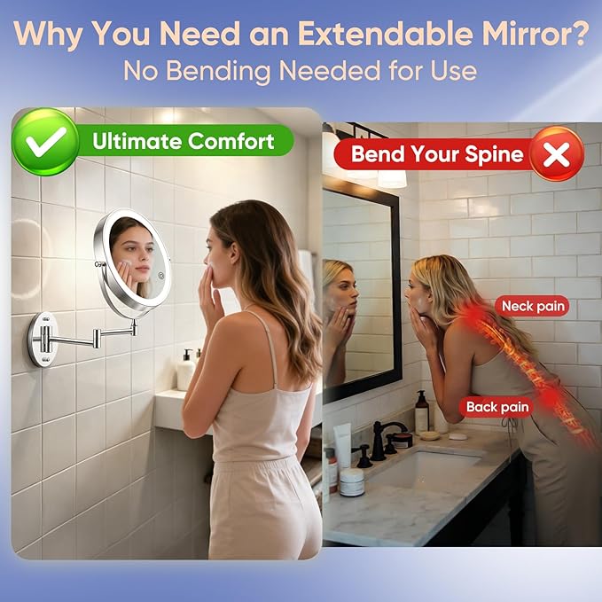 FUNTOUCH 9" Wall Mounted Makeup Mirror