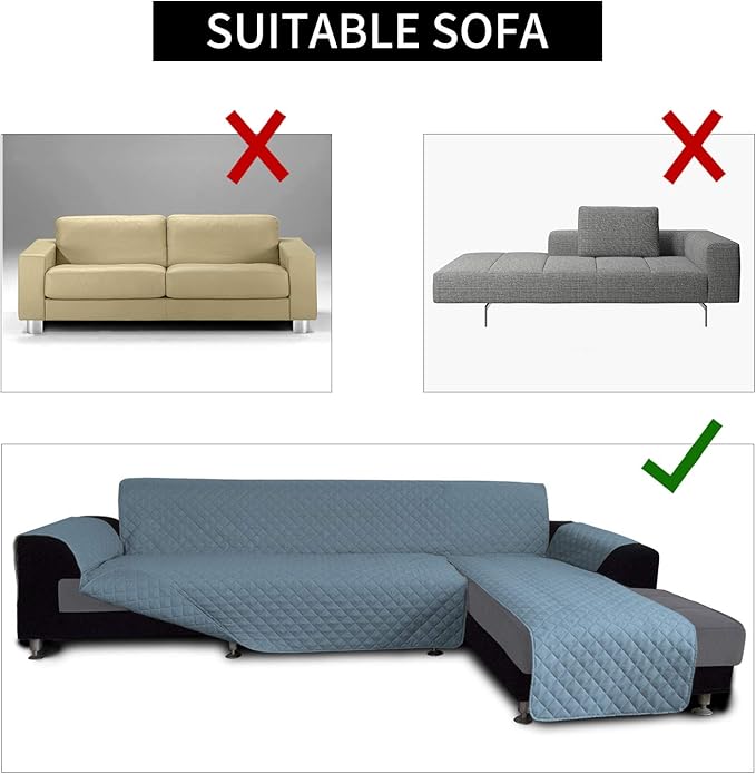 Easy-Going Sofa Slipcover L Shape Sofa Cover Sectional Couch Cover Furniture Protector Mat for Pets Dog Cat (Large, Light Blue/Light Blue)