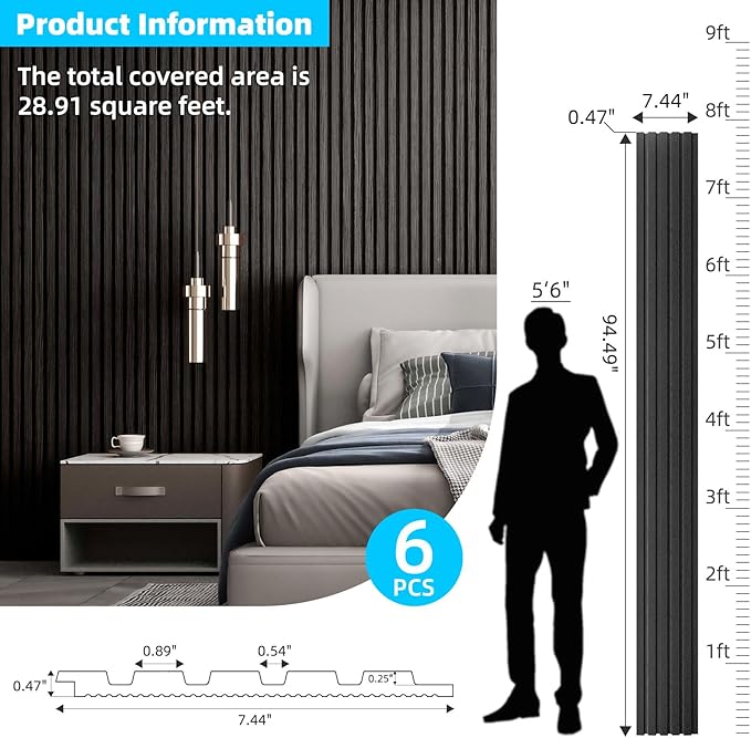 Art3d 6-Piece Wood Slat Panels for Stylish Interior Decor and Ceiling Decoration