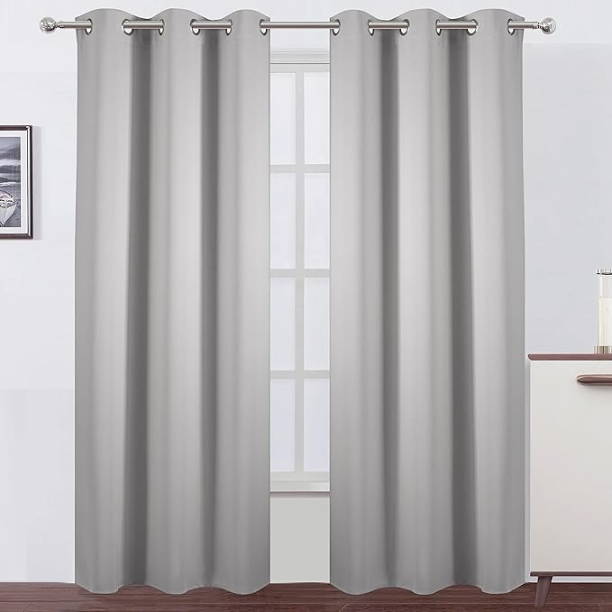 LEMOMO Light Grey Blackout Curtains 34 x 84 Inch Length/Set of 2 Curtain