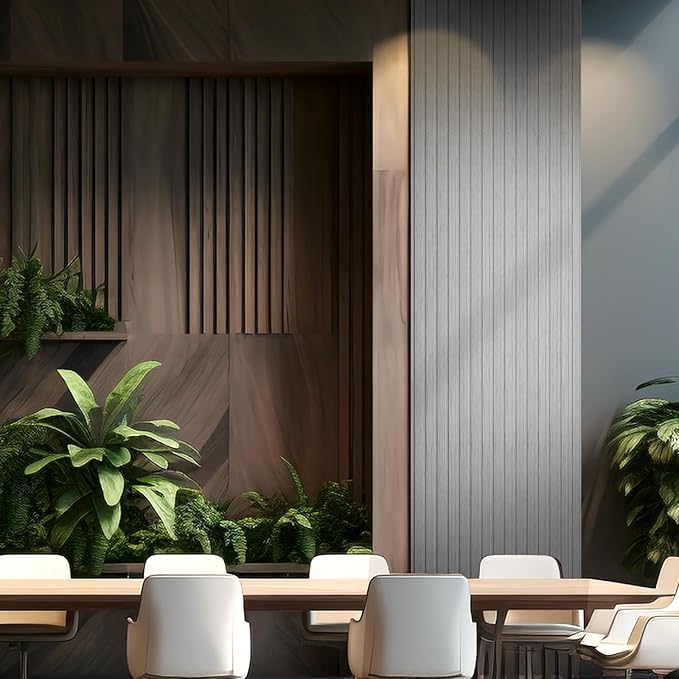 OUZUGIE WPC Acoustic Slat Wall Paneling, Living Room, TV Background, Study Room