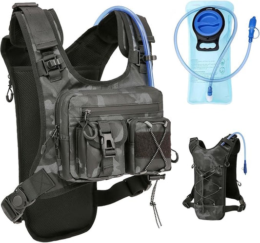 USA Original Patent Running Hydration Vest Backpack, Lightweight Chest Pack with 2.0L Water Bladder Bag Daypack for Hiking Running Cycling Race Marathon for Women Men