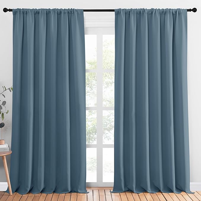 NICETOWN 2 Panels Blackout Curtains, Rod Pocket Thermal Insulated Drapess