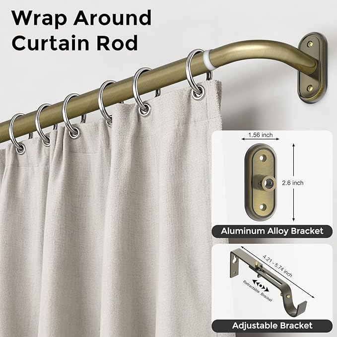 Curtain Rods 36-120 Inch, Antique Bronze Wrap Around Blackout Curtain Rods