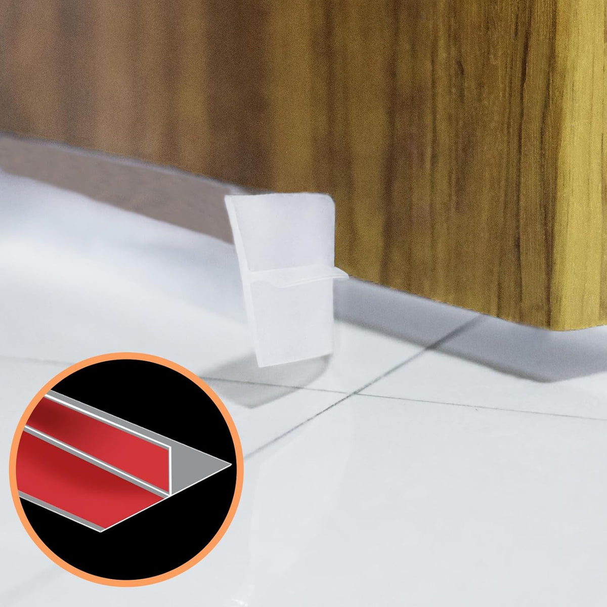 Orghtin T-Shaped Silicone Seal Strip, Clear Sealer Weather Stripping, 40Ft Door Draft Stopper