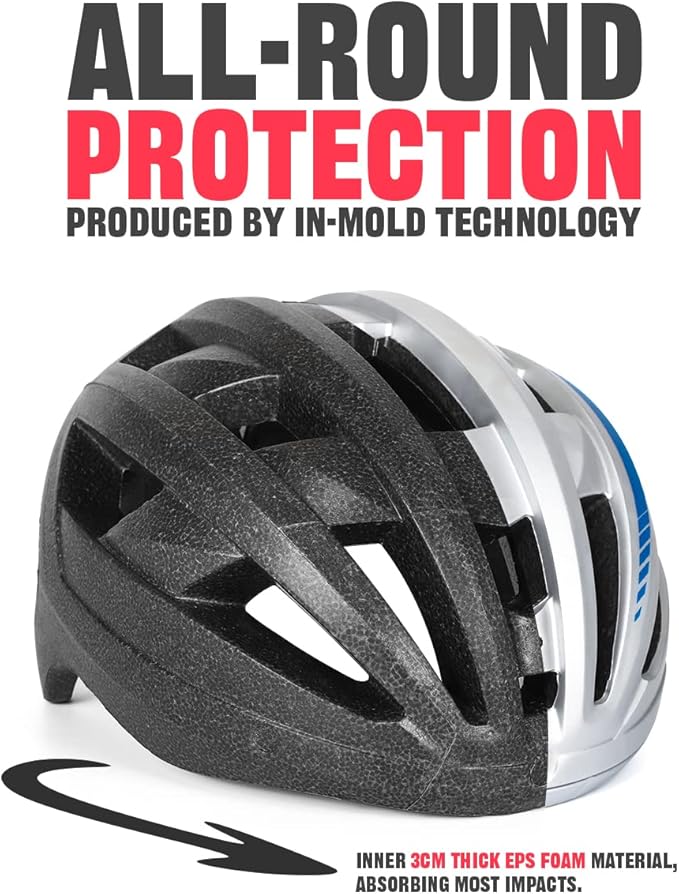 VICTGOAL Bike Helmet for Men Women with Led Light Detachable Magnetic Goggles Removable Sun Visor Mountain & Road Bicycle Helmets Adjustable Size Adult Cycling Helmets