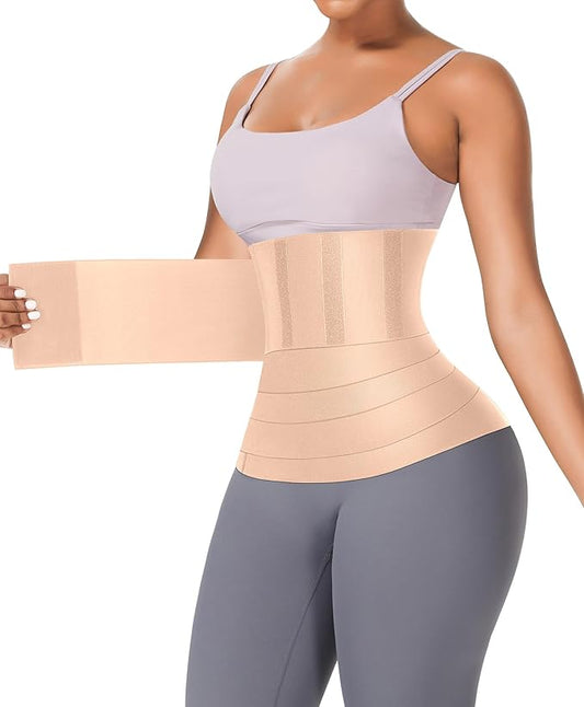 FeelinGirl Waist Trainer for Women Trimmer Belt Waist Cincher Tummy Wrap Plus Size Snatch Me Up Bandage Body Shaper