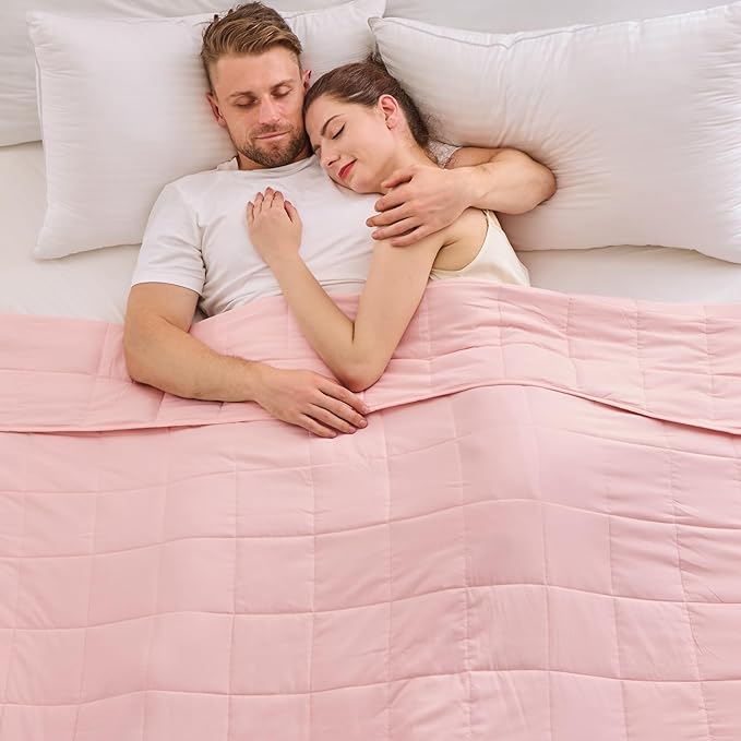 yescool King Size Weighted Blanket for Adults (25 lbs, 80” x 87”, Pink) Cooling Heavy Blanket for Sleeping Perfect for 240-260 lbs, Breathable Blanket for Adults & Couple All Season, Machine Washable