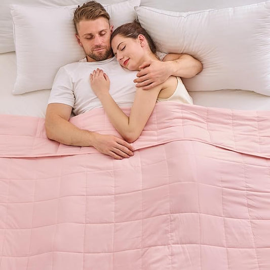 yescool King Size Weighted Blanket for Adults (25 lbs, 80” x 87”, Pink) Cooling Heavy Blanket for Sleeping Perfect for 240-260 lbs, Breathable Blanket for Adults & Couple All Season, Machine Washable