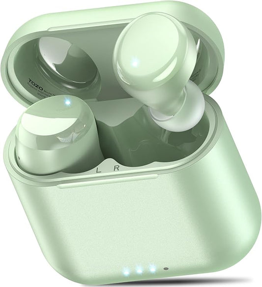 TOZO T6 Wireless Earbuds, IPX8 Waterproof Ear Buds, Stereo Bass Sound Bluetooth 5.3 Headphones in Ear, 50 Hours Playtime Earphones, Wireless Charging Case, Custom 32 EQ via APP