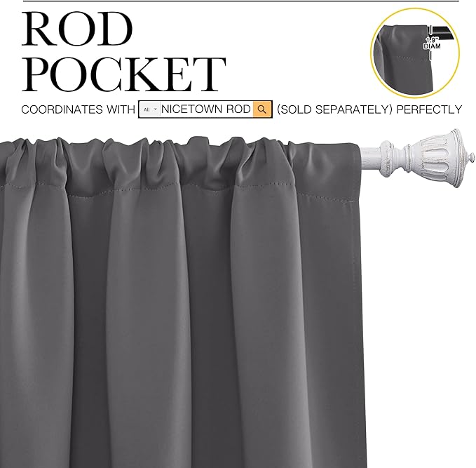 NICETOWN Short Curtains, Home Decoration Thermal Insulated Rod Pocket Blackout