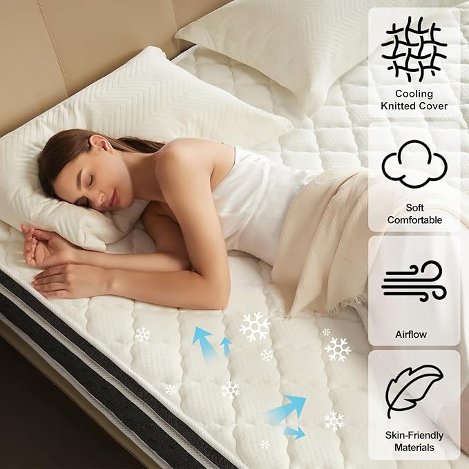 Queen Mattress 10 Inch Queen Mattress in a Box - Memory Foam & Individually Pocket Coils Springs | Pressure Relief | Motion Isolation, Edge Support | CertiPUR-US Certified | Medium Firm