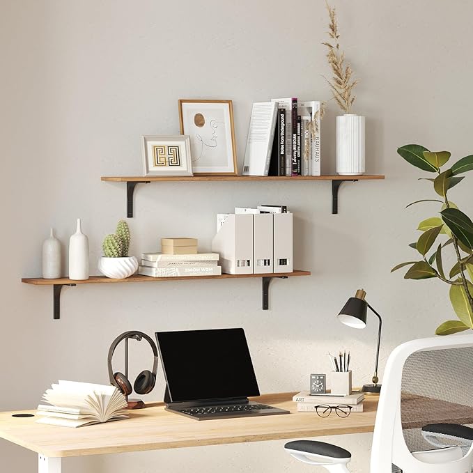 DINZI LVJ Long Wall Shelves, 47.3Inch Wall Mounted Shelves Set of 4, Extra