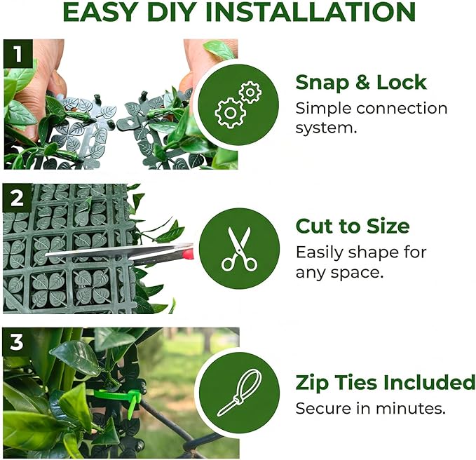 1PC 40"x 40" Artificial Grass for Wall, 3D Faux Boxwood Hedge Panels Green Wall