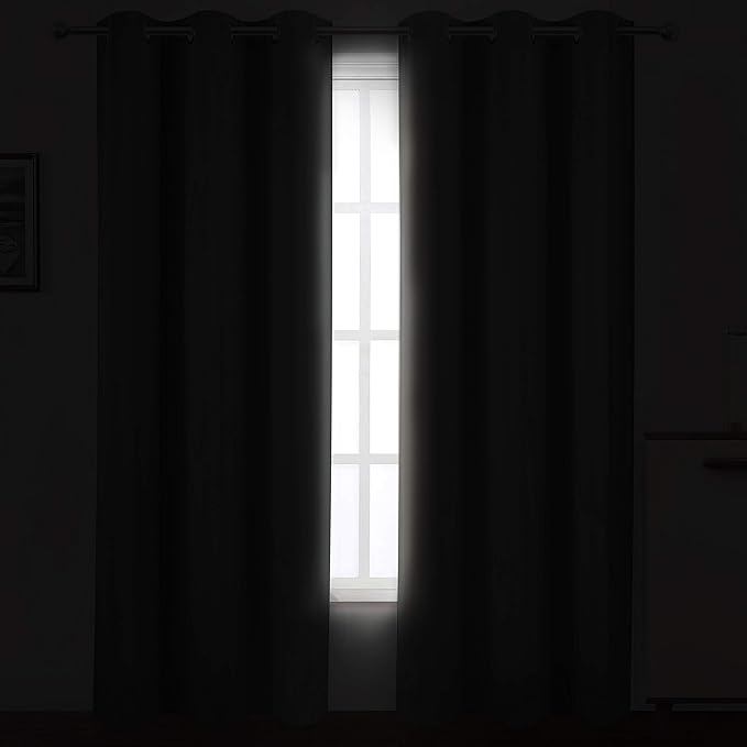 LEMOMO Grey Thermal Blackout Curtains/38 x 84 Inch/Set of 2 Panels Room