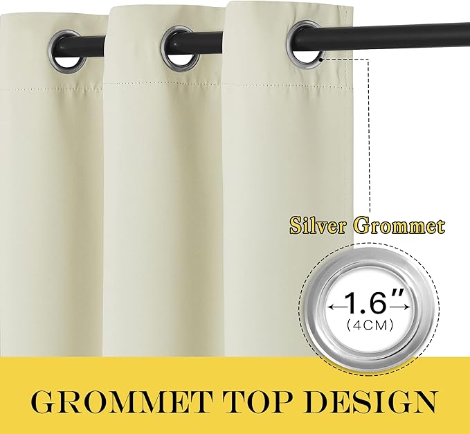 NICETOWN Room Darkening Beige Curtain 54 inches Long, Thermal Insulated Solid