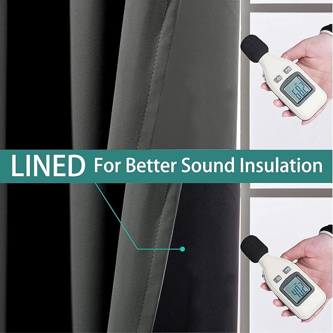 Yakamok 100% Blackout Curtains 72 Inches Long, 2 Thick Layers Thermal Insulated