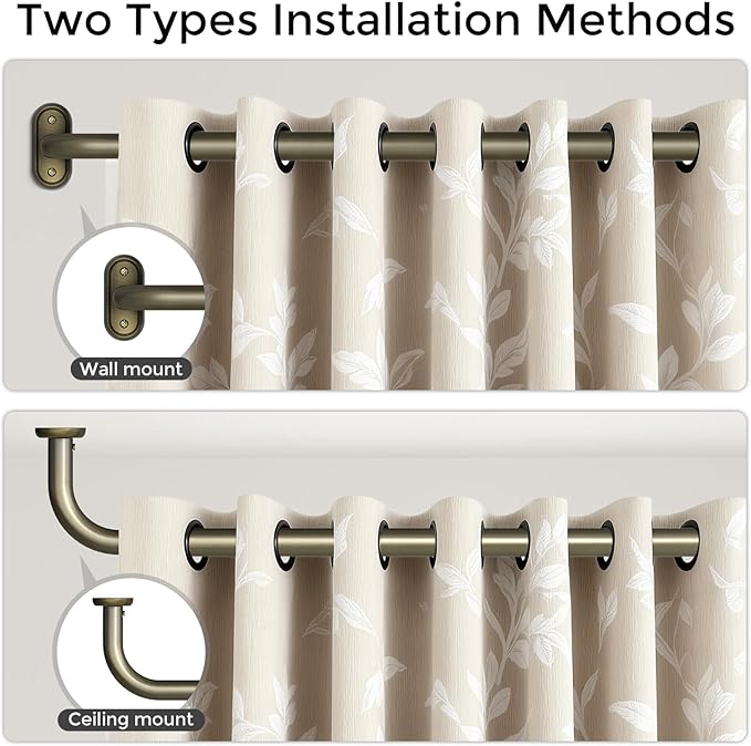 Curtain Rods 36-120 Inch, Antique Bronze Wrap Around Blackout Curtain Rods