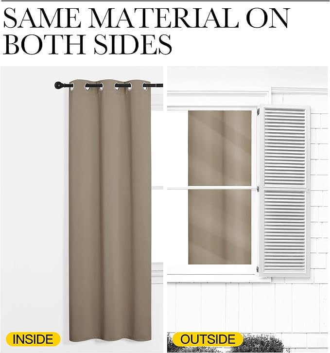 NICETOWN Taupe Blackout Curtains 120" Long
