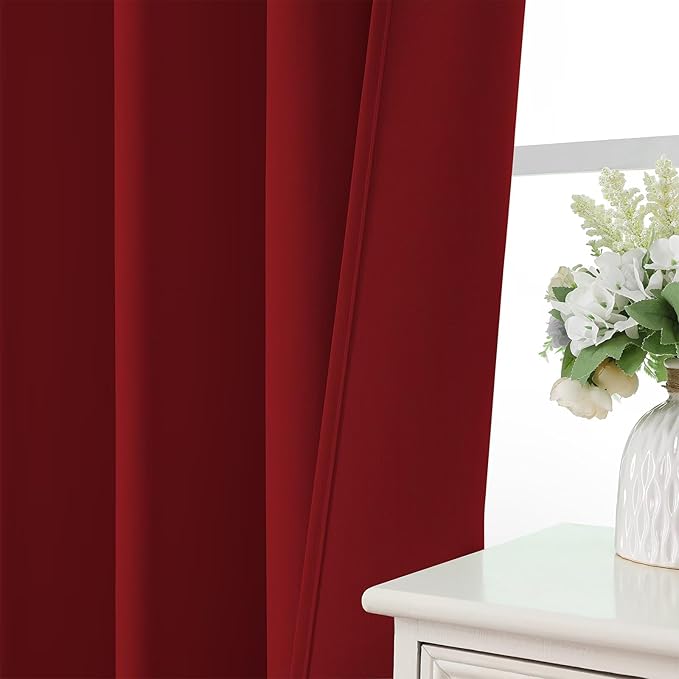 CUCRAF Red Blackout Curtains 54 inch Length 2 Panels Set, Rod Pocket Room