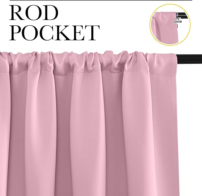 NICETOWN Blackout Curtains Window Draperies, Rouge Pink, 70 by 95 inches Long