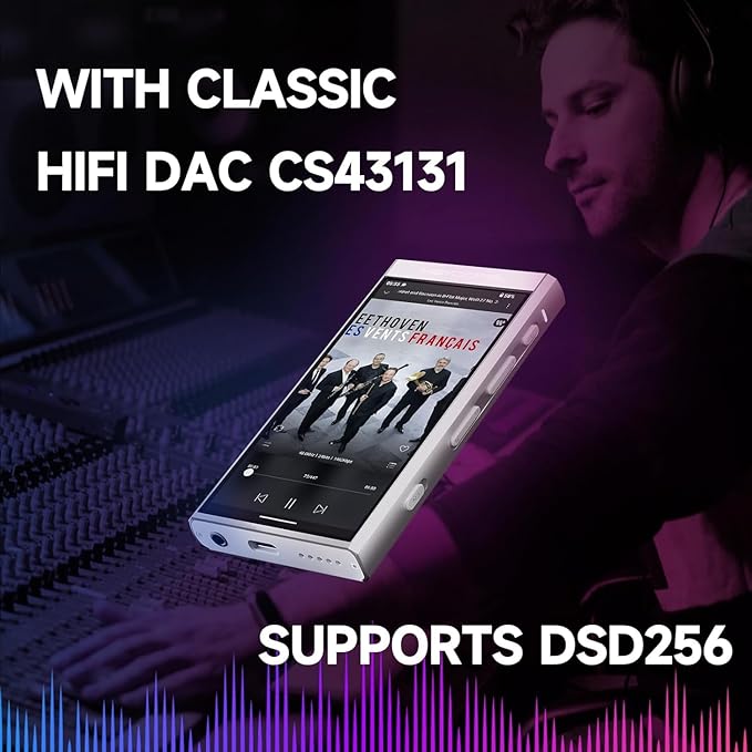 HiBy Digital M300 Android MP3 Player with Bluetooth and WiFi Streaming Player Android 13 Snapdragon 665 HiFi Audio (PCM/DSD) FM Radio Speaker Touchscreen 128GB + 2TB Expandable Storage