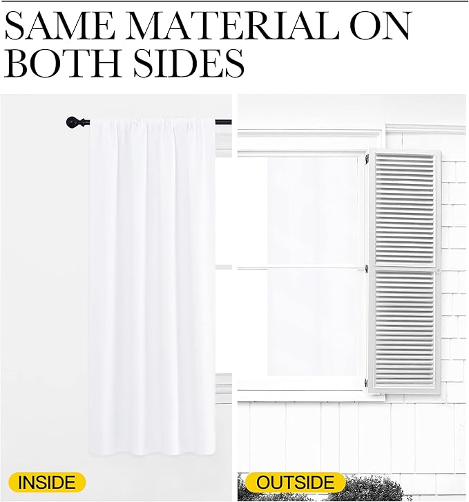 NICETOWN White Curtains for Bedroom, Short Curtains & Draperies for Small Window
