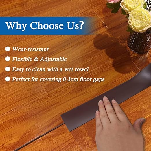 Floor Transition Strip Self Adhesive Floor Cover Strips Laminate 3" Wide Vinyl Flat Divider Transitions (7.5cm, 3.3Ft, Brown)