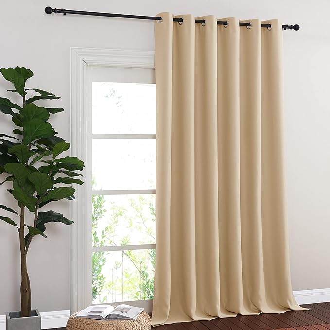 NICETOWN Blackout Living Room Curtain 118 inch Length, Grommet Thermal Curtain