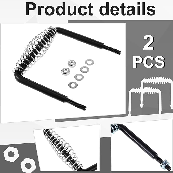 Dunzy 2 Pieces 6" Steel Spring Handle 5" Wide Overall with 1/2" Steel Rod for BBQ Pits Trailers Custom Metal Projects Wood Stove Handles Replacement Grill Barbecue Tool Sets(Black)