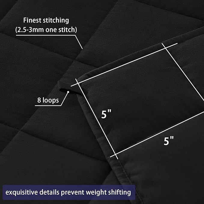 yescool Weighted Blanket for Adults (22 lbs, 60" x 80", Black) Cooling Heavy Blanket for Sleeping Perfect for 210-230 lbs, Queen Size Breathable Blanket with Premium Glass Bead, Machine Washable