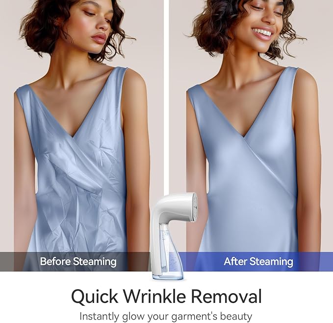 HiLIFE Steamer for Clothes, Handheld Clothes Steamer with Large 300ml Tank, 1100W Strong Power, 30S Fast Heat-up, Garment Fabric Wrinkle Remover, Portable & Compact Travel Size ONLY FOR 120V (White)