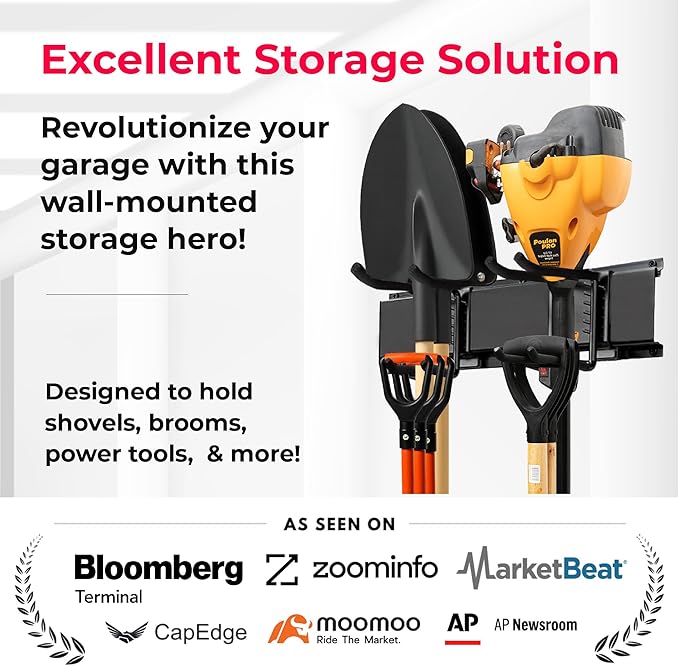 TIDYME Garage Wall Organizer | 32" Heavy-Duty Tool Storage Rack | Adjustable