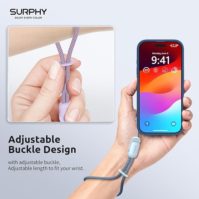 SURPHY 2 Pack Phone Lanyard for Cellphone Case, Phone Wrist Strap for Case, Cellphone Strap with 2-Color Braided, Charm Wrist Lanyard for Women, Cellphone Wrist Lanyard for Women, Lilac & Cloud Blue