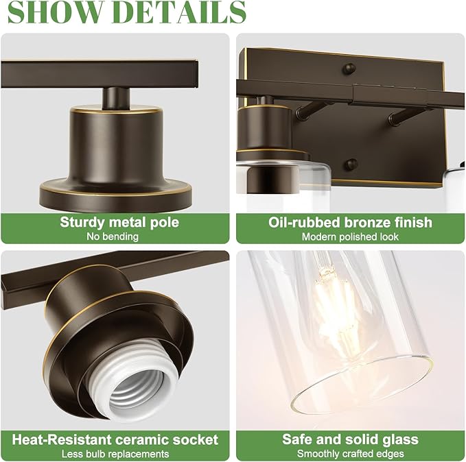 MOKATNG 4-Light Bathroom Light Fixtures, Vanity Light