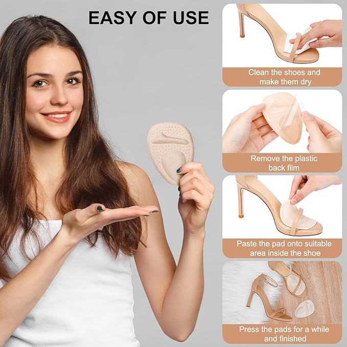 Ball of Foot Cushions,Metatarsal Pads for Women,Heel Cushion Pads, Heel Grips Liners for Heel Pain Relief, Blisters,Friction, Non-Slip Shoe Inserts for Loose Shoes,Shoe Fillers Make Shoes Fit Tighter