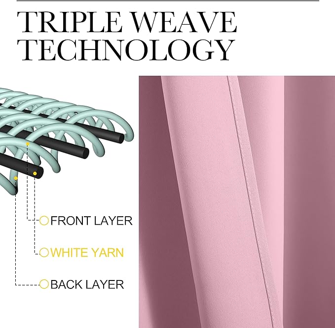 NICETOWN Blackout Curtains Window Draperies, Rouge Pink, 70 by 95 inches Long