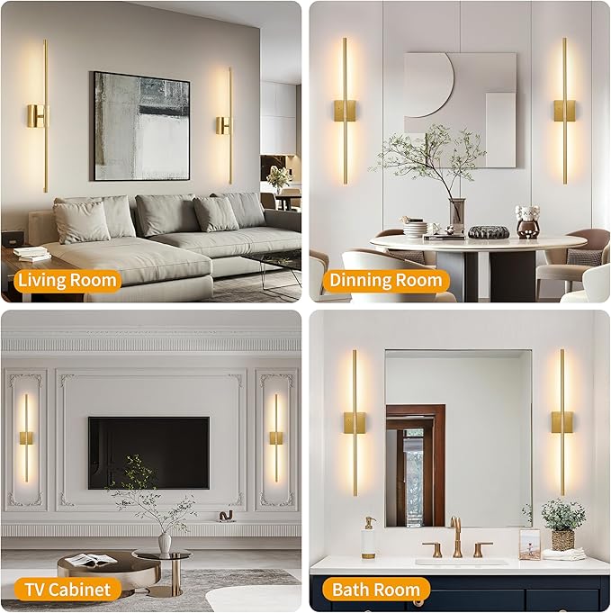 Morauroral 36 Inch Battery Operated Wall Sconces Set of 2, Dimmable Battery