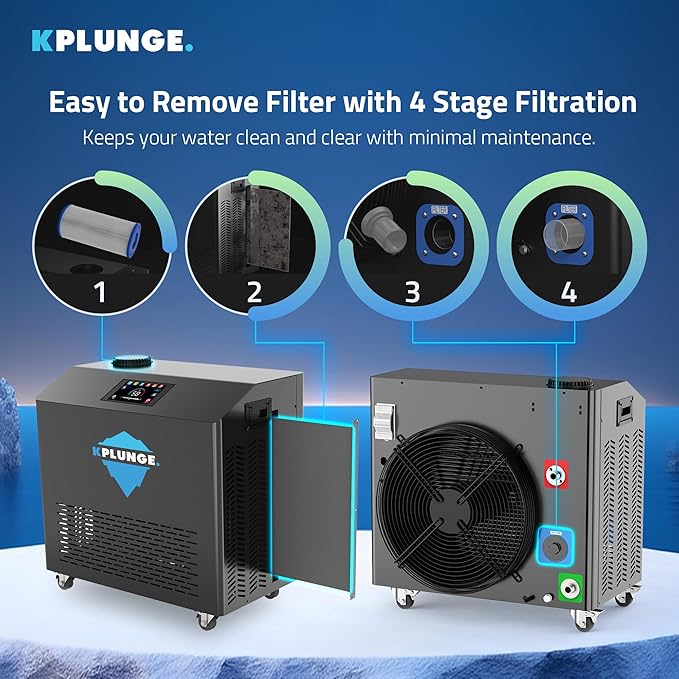 All-In-One Cold Plunge Chiller for Ice Bath | Gale Series 1 HP Water Chiller and Heater with WiFi, App and Touch Control, Ozone, Water Filter, Chiller for Indoor/Outdoor Use - Black