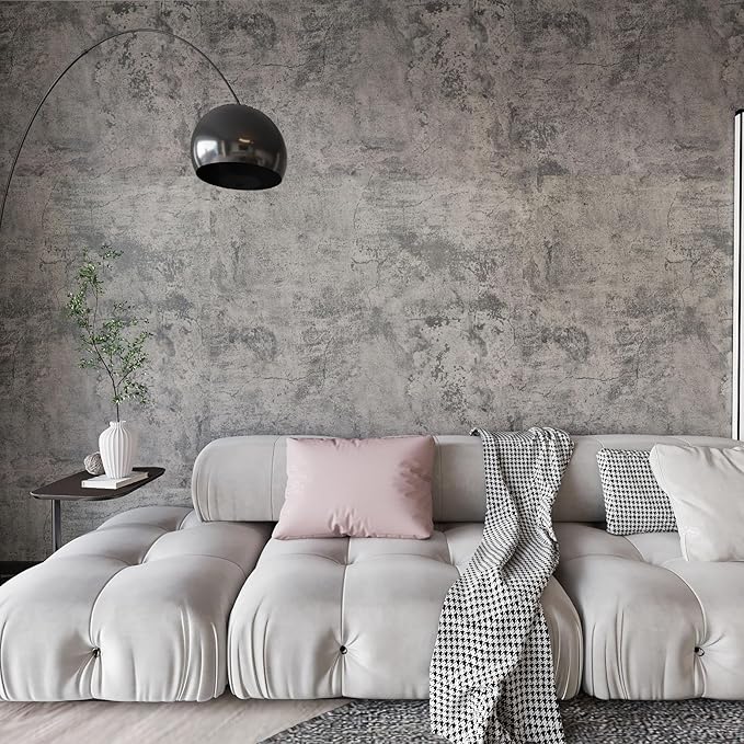 BAYYA Concrete Wallpaper Peel and Stick Grey Cement Contact Paper Industrial