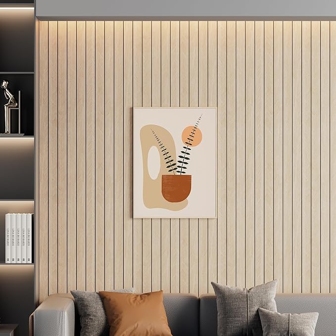 Arthome Peel and Stick Slat Wall Panels 15.7 "x120, Self-Adhesive PVC Wood