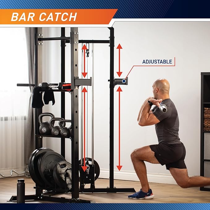 Marcy Strength Training Home Gym Cage with Pulley System for Weightlifting, Bodybuilding, Full Body Workout Equipment for Home Exercise